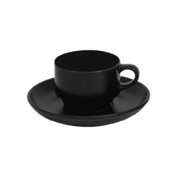 Bodrum Matte Black -espressokuppi ja aluslautanen