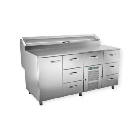 Pizzanleivontapöytä, ovi vasemmalla INOX 1600x850X900 Pizzanleivontapöytä, ovi vasemmalla INOX 1600x850X900