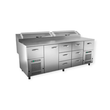 Pizzanleivontapöytä, ovi vasemmalla INOX 2000x850X900 Pizzanleivontapöytä, ovi vasemmalla INOX 2000x850X900